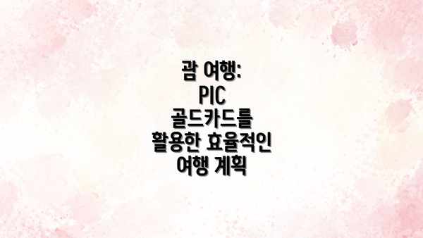 괌 여행:  PIC 골드카드를 활용한 효율적인 여행 계획