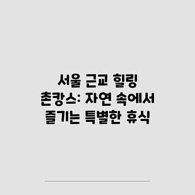 서울 근교 힐링 촌캉스: 자연 속에서 즐기는 특별한 휴식 서울 근교 힐링 촌캉스: 자연 속에서 즐기는 특별한 휴식