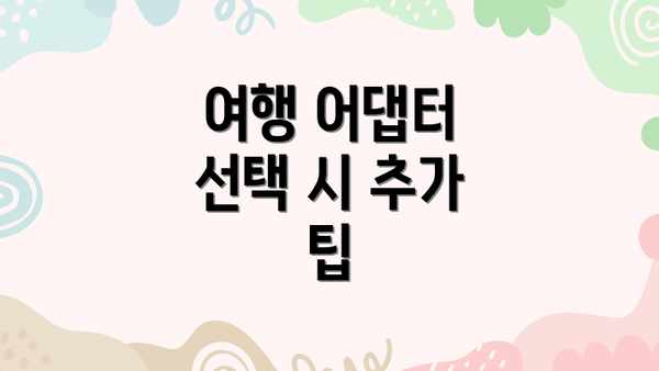 여행 어댑터 선택 시 추가 팁