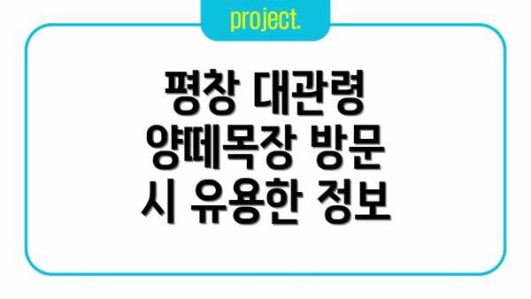 평창 대관령 양떼목장 방문 시 유용한 정보