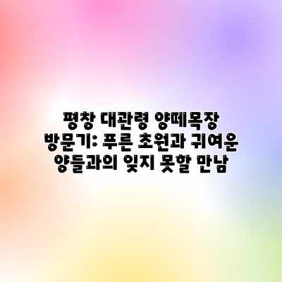 평창 대관령 양떼목장 방문기: 푸른 초원과 귀여운 양들과의 잊지 못할 만남 평창 대관령 양떼목장 방문기: 푸른 초원과 귀여운 양들과의 잊지 못할 만남