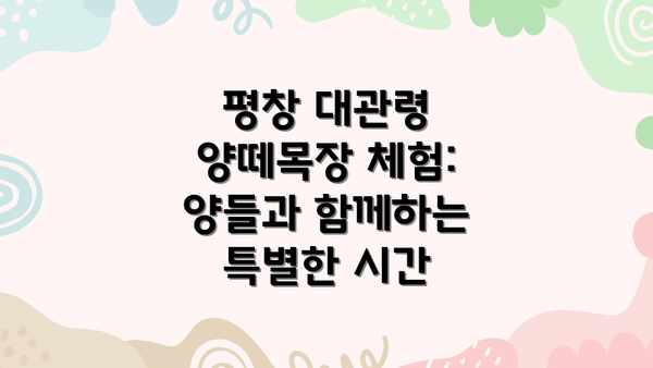 평창 대관령 양떼목장 체험: 양들과 함께하는 특별한 시간