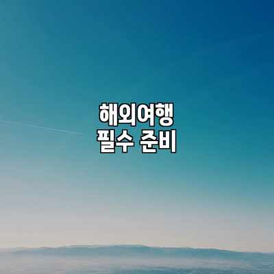 해외여행 필수 준비 해외여행 필수 준비