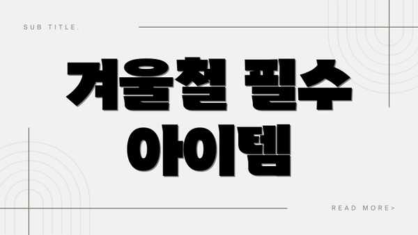 겨울철 필수 아이템