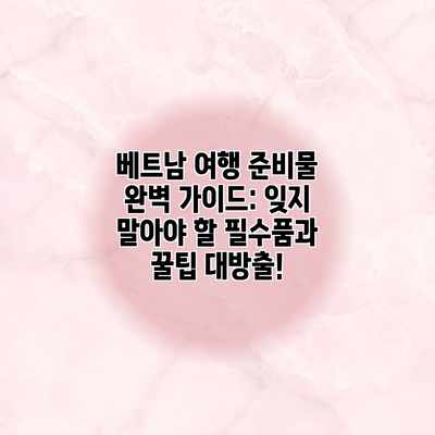 베트남 여행 준비물 완벽 가이드: 잊지 말아야 할 필수품과 꿀팁 대방출! 베트남 여행 준비물 완벽 가이드: 잊지 말아야 할 필수품과 꿀팁 대방출!