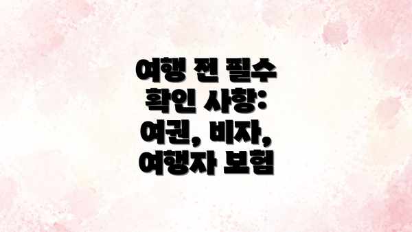 여행 전 필수 확인 사항: 여권, 비자, 여행자 보험