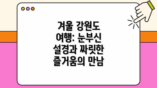 겨울 강원도 여행: 눈부신 설경과 짜릿한 즐거움의 만남
