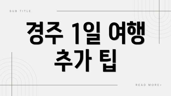경주 1일 여행 추가 팁