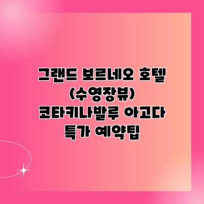 그랜드 보르네오 호텔 (수영장뷰) 코타키나발루 아고다 특가 예약팁