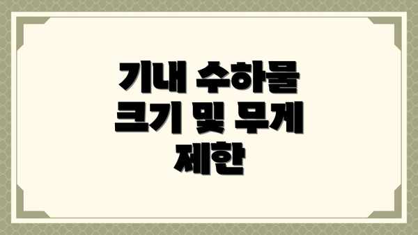 기내 수하물 크기 및 무게 제한