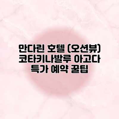 만다린 호텔 (오션뷰) 코타키나발루 아고다 특가 예약 꿀팁 만다린 호텔 (오션뷰) 코타키나발루 아고다 특가 예약 꿀팁