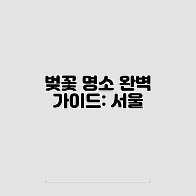 벚꽃 명소 완벽 가이드: 서울 벚꽃 명소 완벽 가이드: 서울