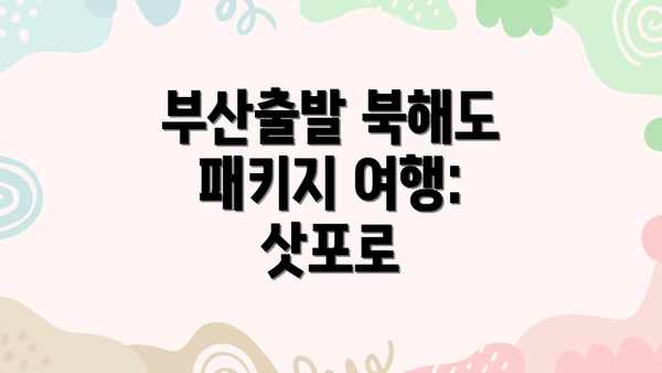 부산출발 북해도 패키지 여행: 삿포로