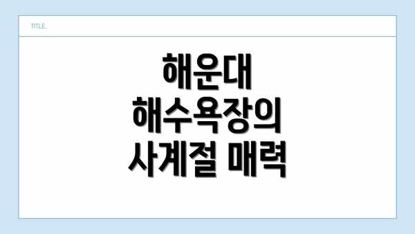 해운대 해수욕장의 사계절 매력
