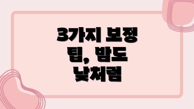 3가지 보정 팁, 밤도 낮처럼