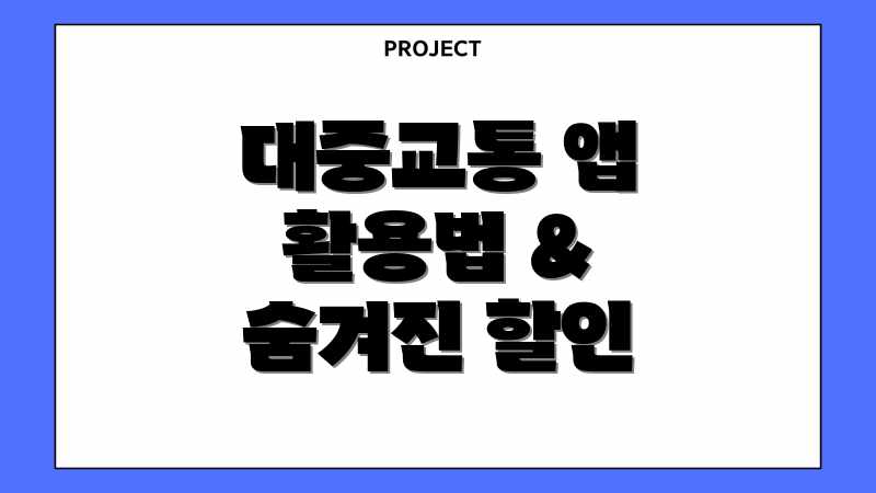 대중교통 앱 활용법 & 숨겨진 할인