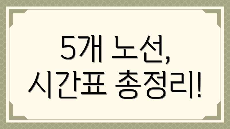 5개 노선, 시간표 총정리!