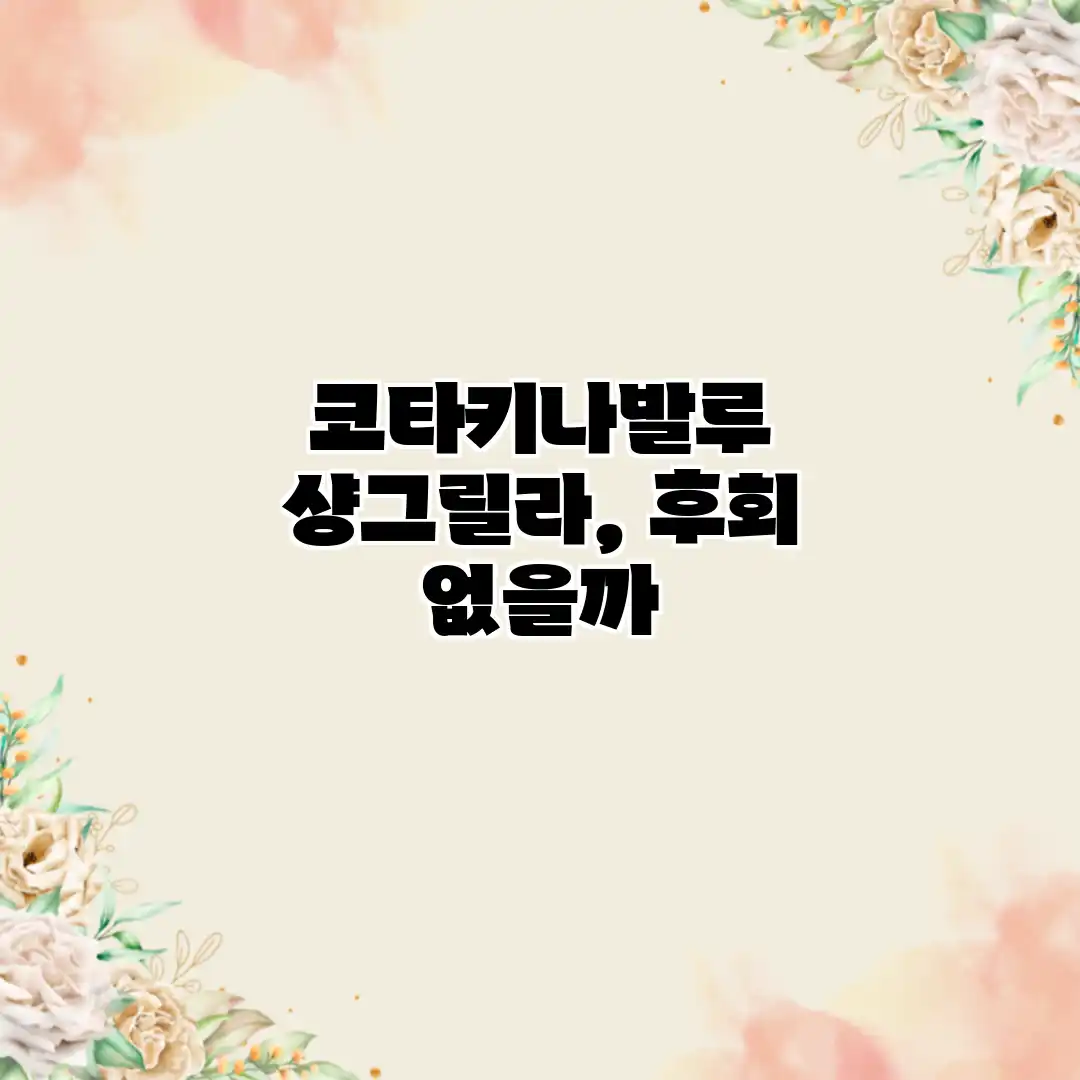 코타키나발루 샹그릴라, 후회 없을까?