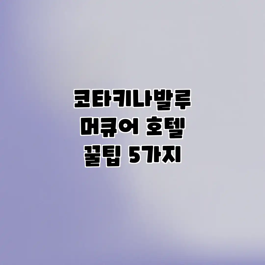 코타키나발루 머큐어 호텔 꿀팁 5가지